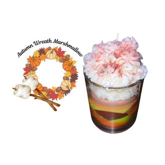 🍁 Autumn Wreath Marshmallow Candle – Whipped Fall Delight Kendra's Self-Made Originations