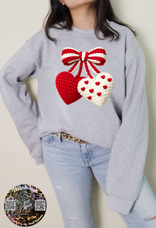 ❤️🎀 Valentine Bow Hearts Sweatshirt 🎀❤️ Kendra's Self-Made Originations