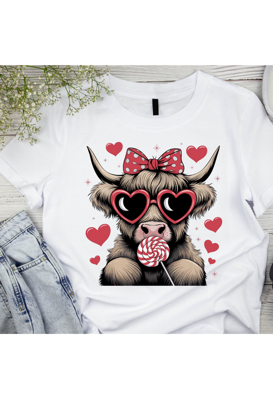 🐮💖 Valentine Highland Cow Shirt 💖🍭 Kendra's Self-Made Originations