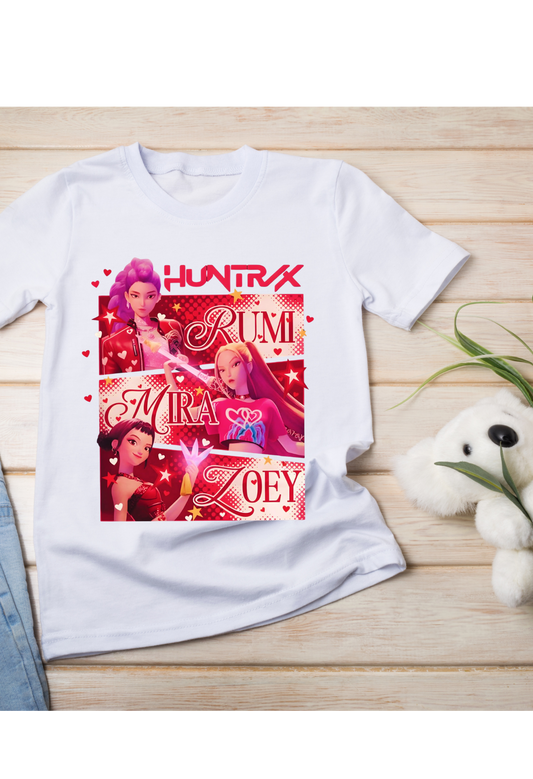 💖 Valentine Gamer Girls Shirt – Huntrix, Rumi, Mira & Zoey Valentine Tee 💖 Kendra's Self-Made Originations