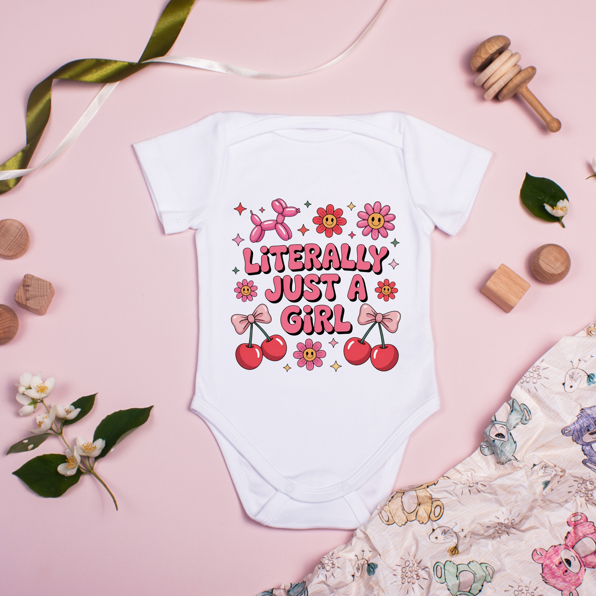 🌸 “Literally Just a Girl” Baby Onesie Kendra's Self-Made Originations