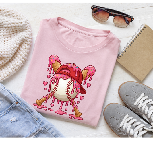 Cute Baseball Graphic Tee – Pink Drip Design Kendra's Self-Made Originations