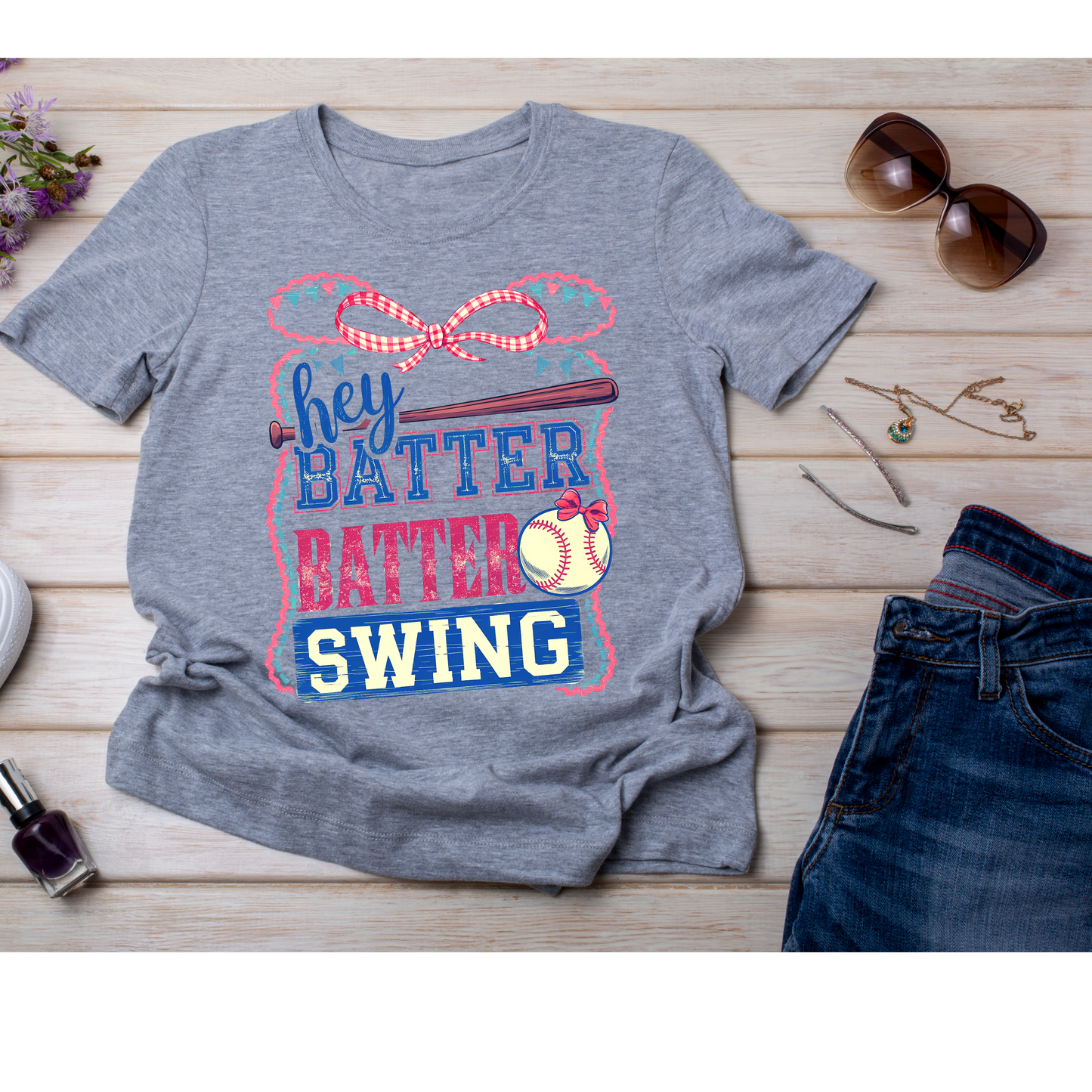 Hey Batter Batter Swing Baseball Graphic Tee Kendra's Self-Made Originations