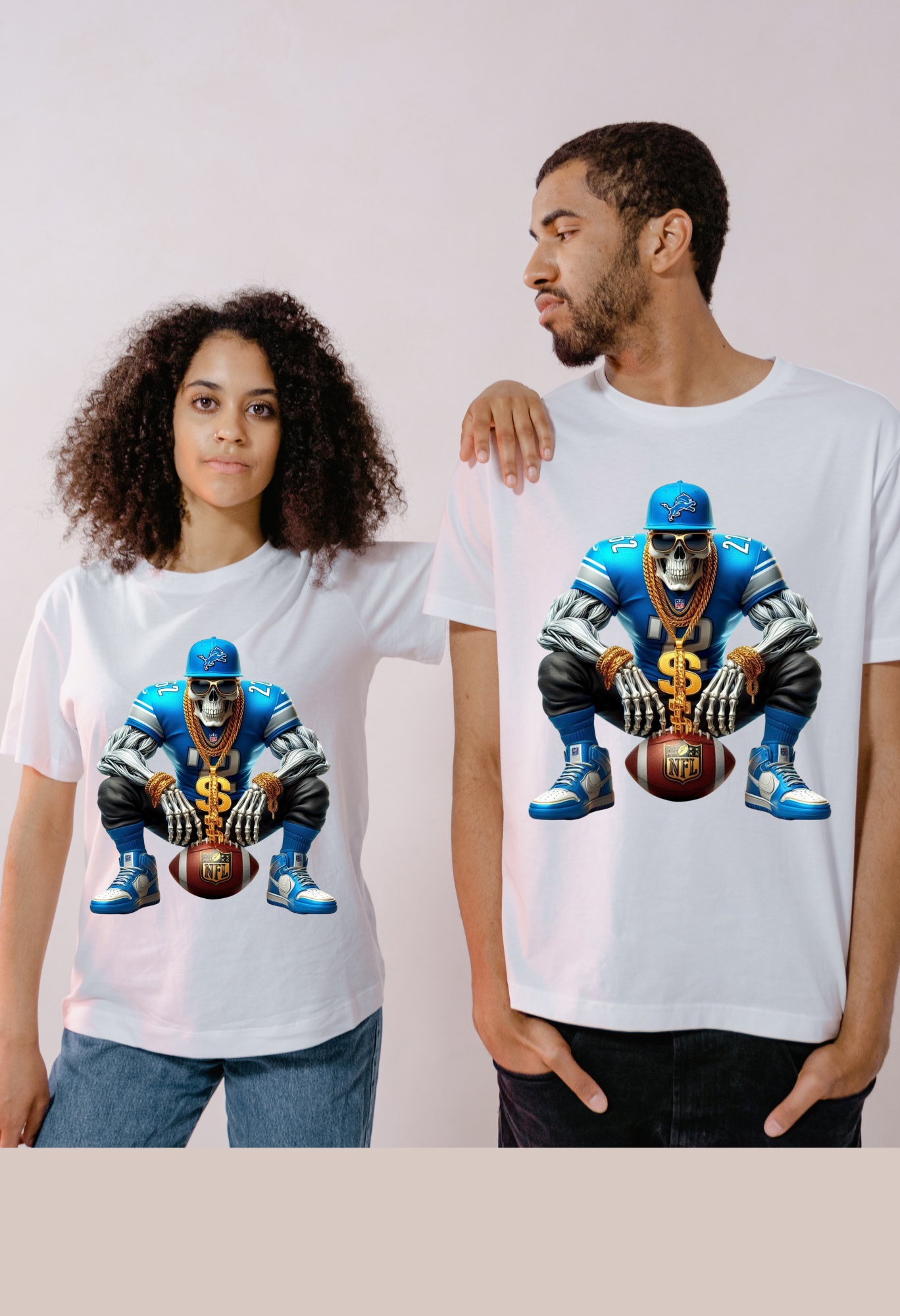 💀🦁 Detroit Lions Skull Football Tee 🦁💀 Kendra's Self-Made Originations