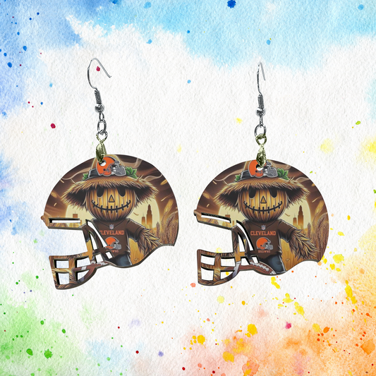 🎃🏈 Cleveland Browns Football Helmet Earrings – Scarecrow Design 🏈🎃 Kendra's Self-Made Originations