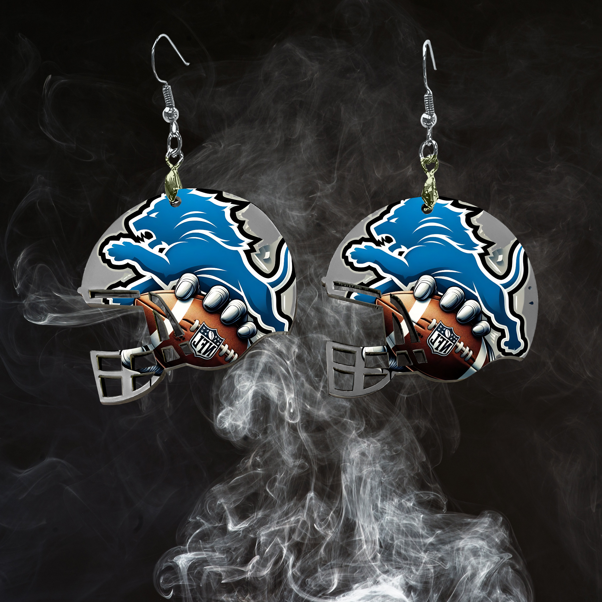 💙🦁 Detroit Lions Football Helmet Earrings – Game Day Spirit Jewelry 🦁💙 Kendra's Self-Made Originations