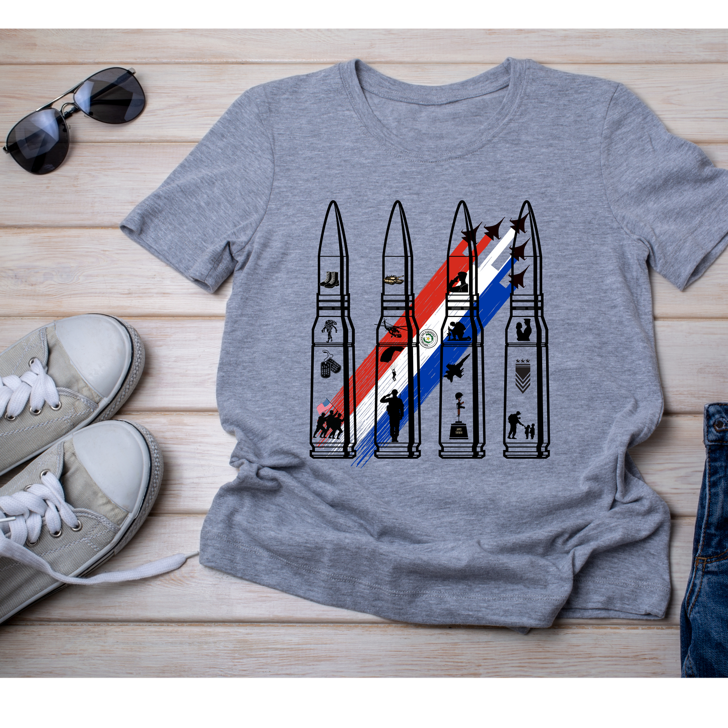 🇺🇸 Military Bullet Tribute Tee – Heroes Collection Kendra's Self-Made Originations