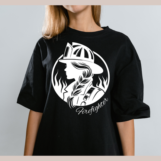 👩‍🚒 Women Firefighter Silhouette Tee – Heroes Collection Kendra's Self-Made Originations