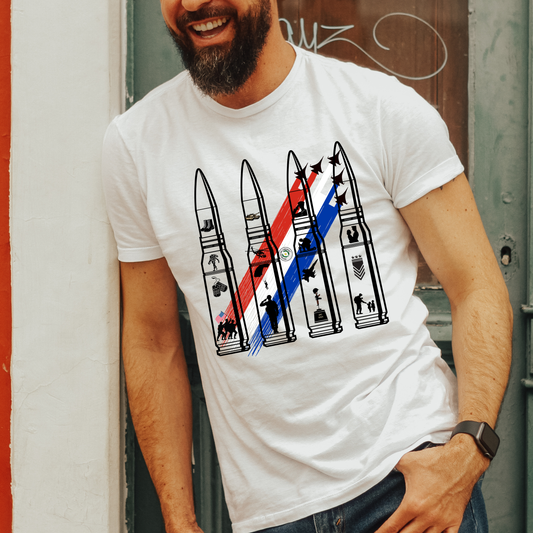 🇺🇸 Military Bullet Tribute Tee – Heroes Collection Kendra's Self-Made Originations