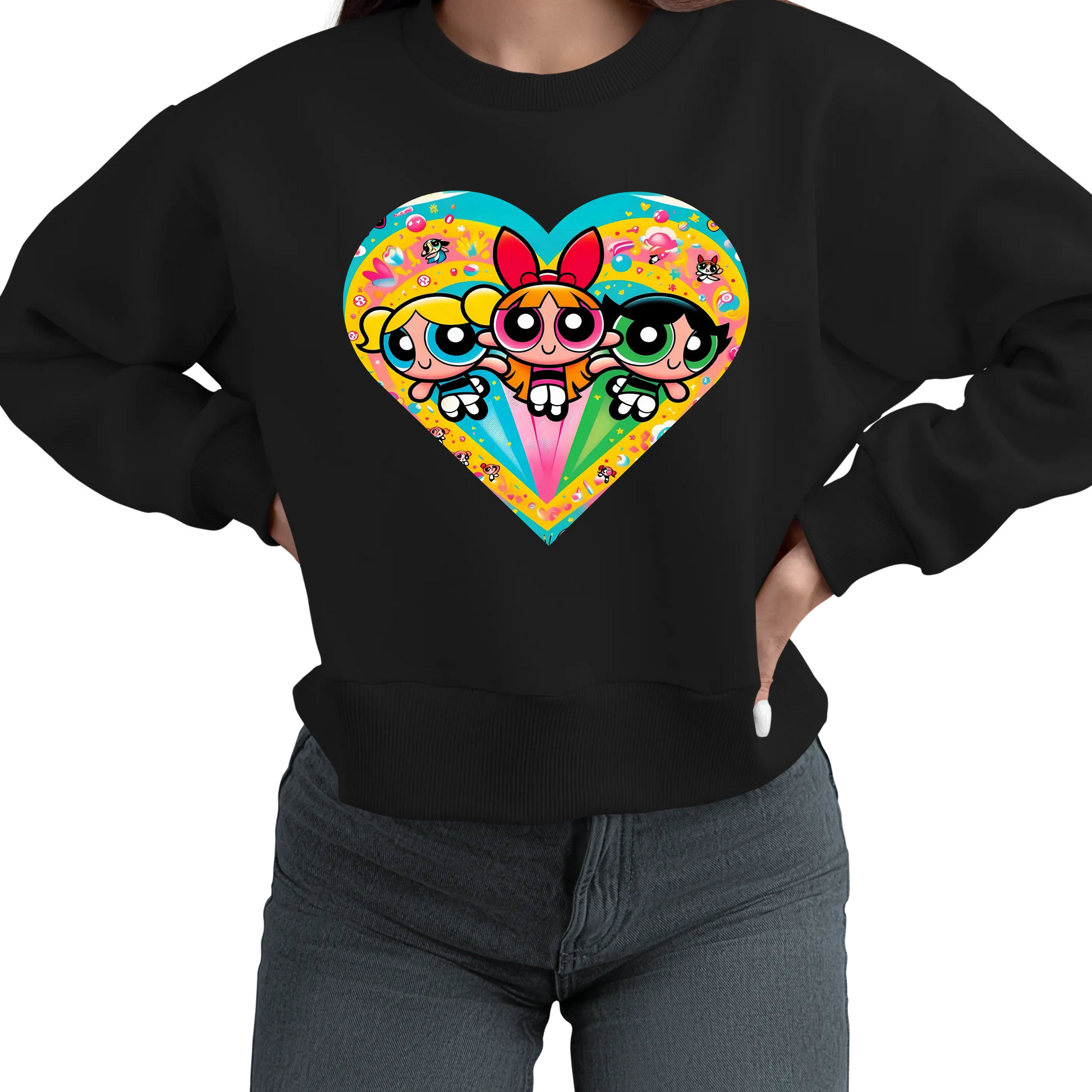🌈💖 Powerpuff Girls Heart Sweatshirt 💖🌈 Kendra's Self-Made Originations
