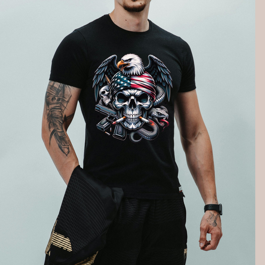🦅💀 Patriotic Skull & Eagle T-Shirt 💀🦅 Kendra's Self-Made Originations