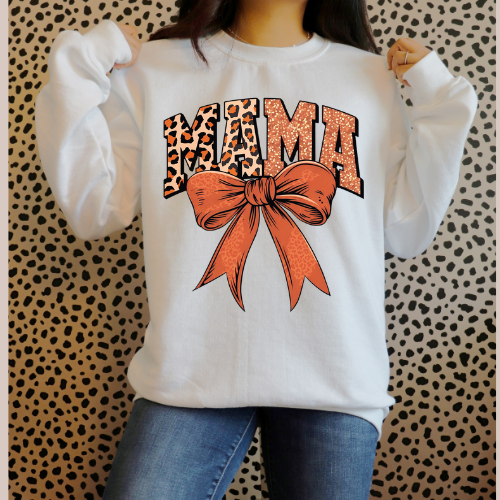 🧡✨ MAMA Leopard Print Bow Sweatshirt ✨🧡 Kendra's Self-Made Originations