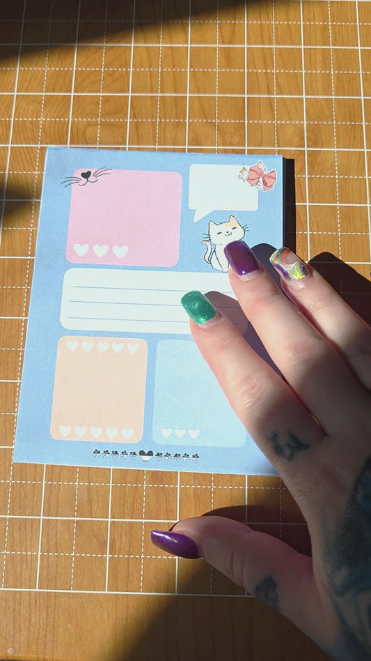 handmade cat-themed notepad