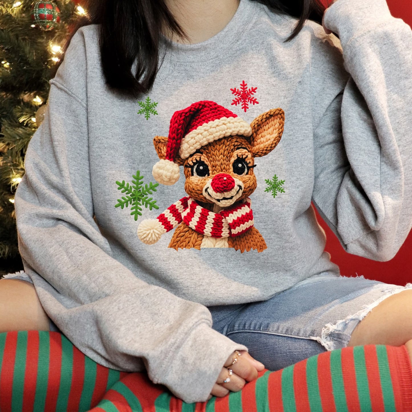 🦌 Cozy Rudolph Christmas Sweater – Knitted Reindeer Design Kendra's Self-Made Originations