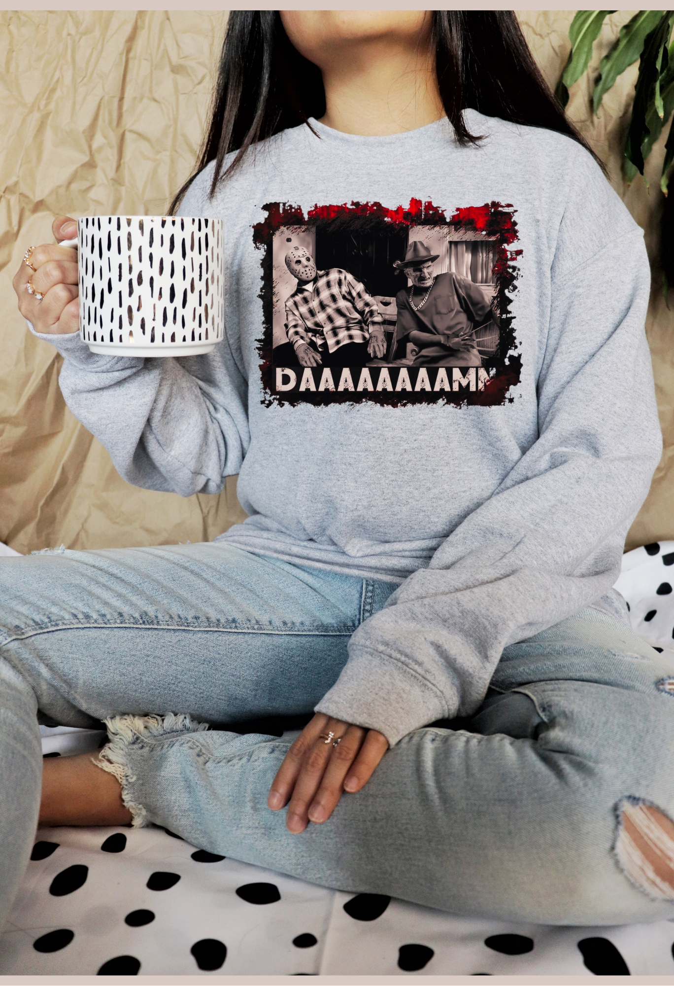 👻 Horror Comedy Mashup Tee – Jason & Freddy “Daaaaaamn” Shirt Kendra's Self-Made Originations