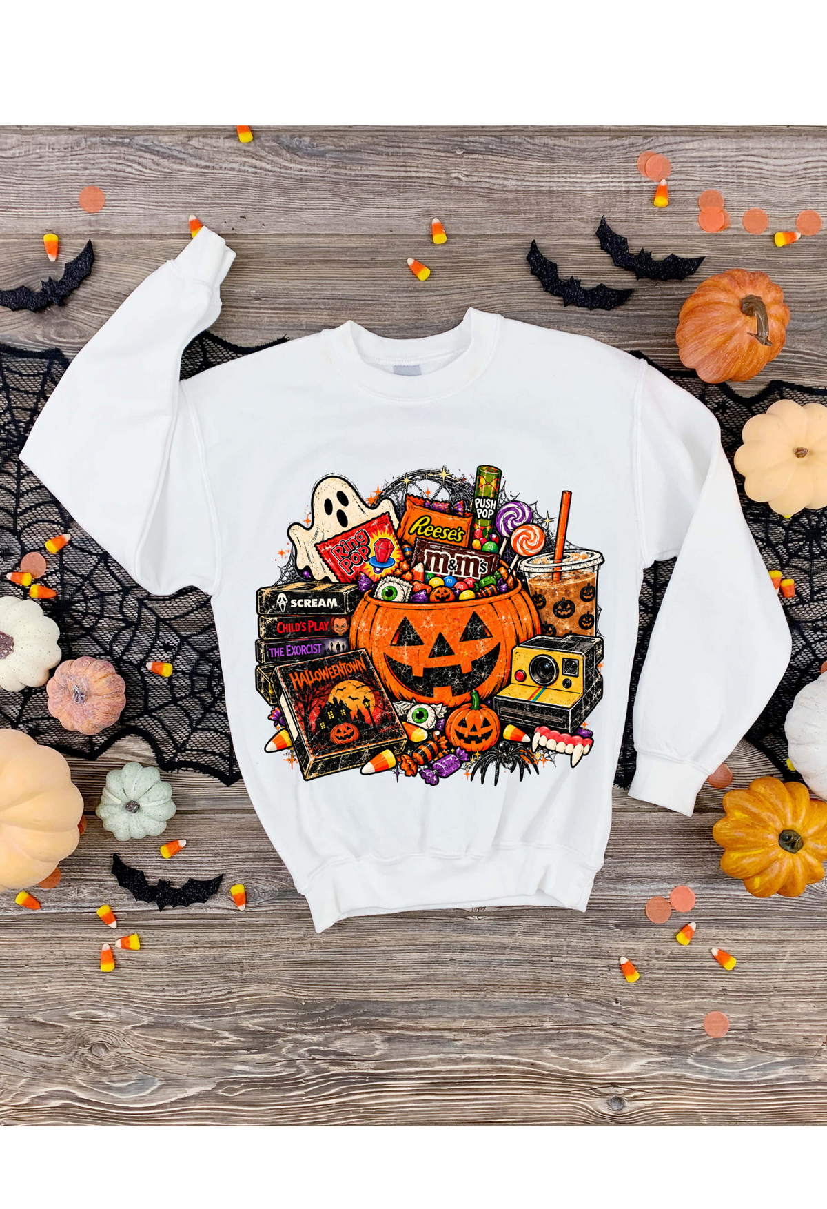 Retro Halloween Nostalgia Shirt & Sweatshirt | Horror Movie Candy Graphic | Spooky Season Crewneck Kendra's Self-Made Originations