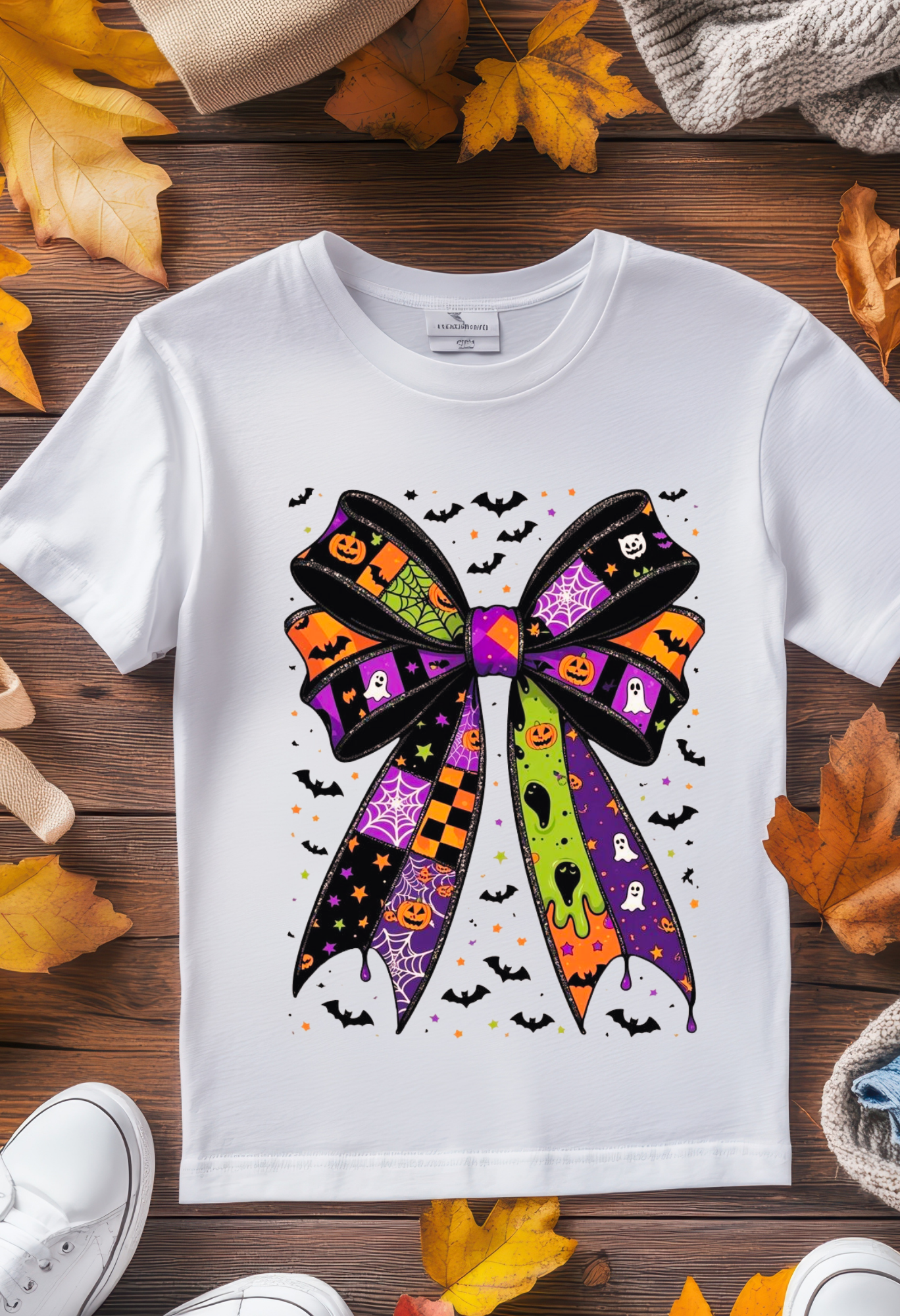 🕸️ Spooky Season Halloween Bow Tee – Cute Fall Graphic Shirt Kendra's Self-Made Originations