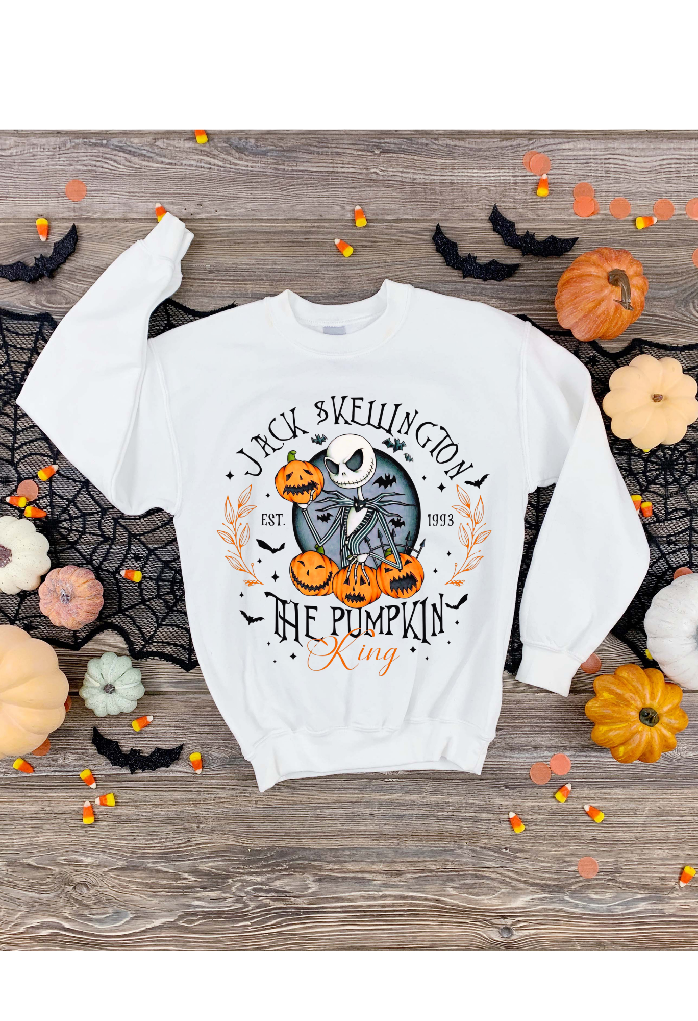 👻 Jack Skellington Pumpkin King Sweatshirt – Spooky Season Crewneck Kendra's Self-Made Originations