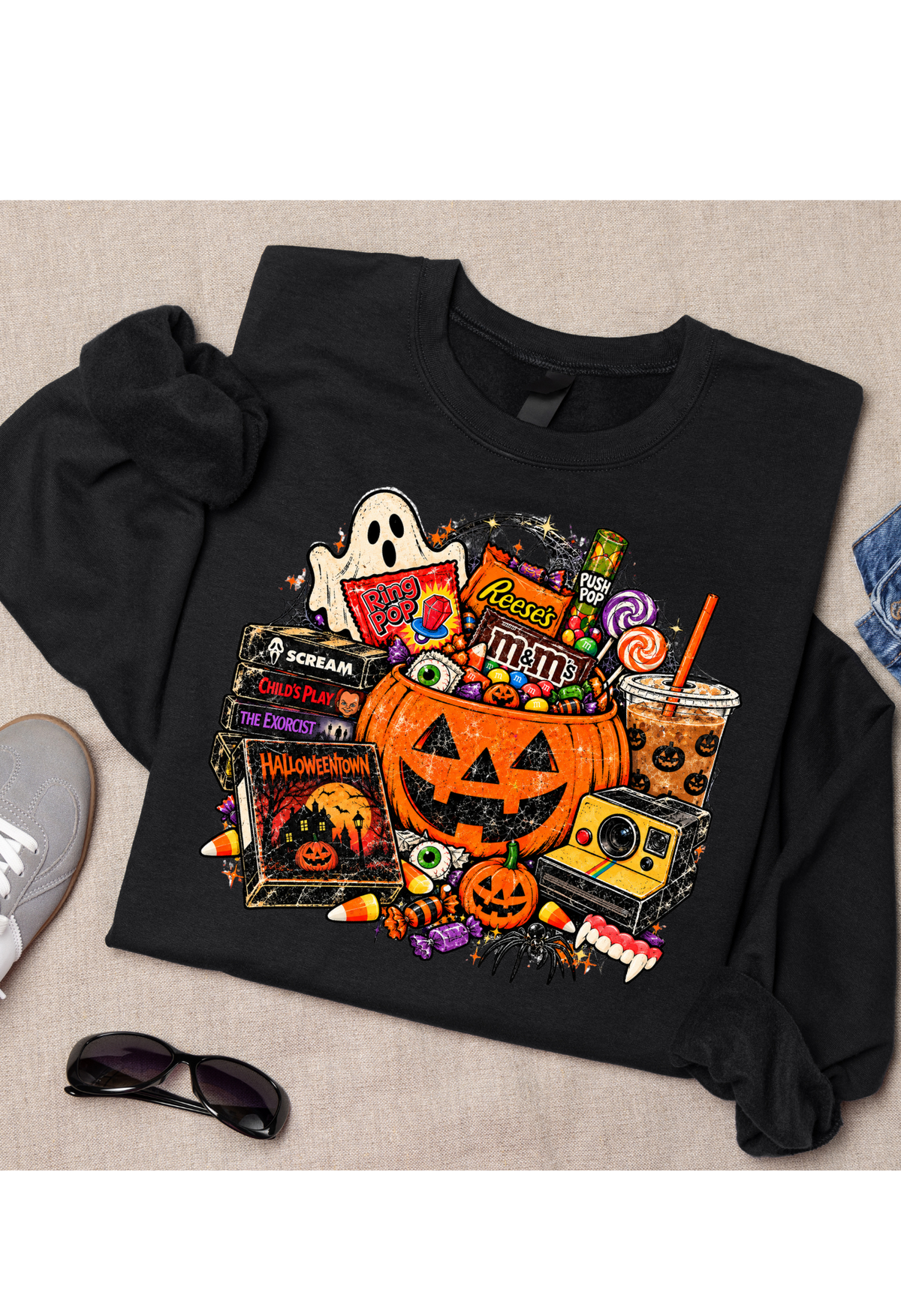 Retro Halloween Nostalgia Shirt & Sweatshirt | Horror Movie Candy Graphic | Spooky Season Crewneck Kendra's Self-Made Originations