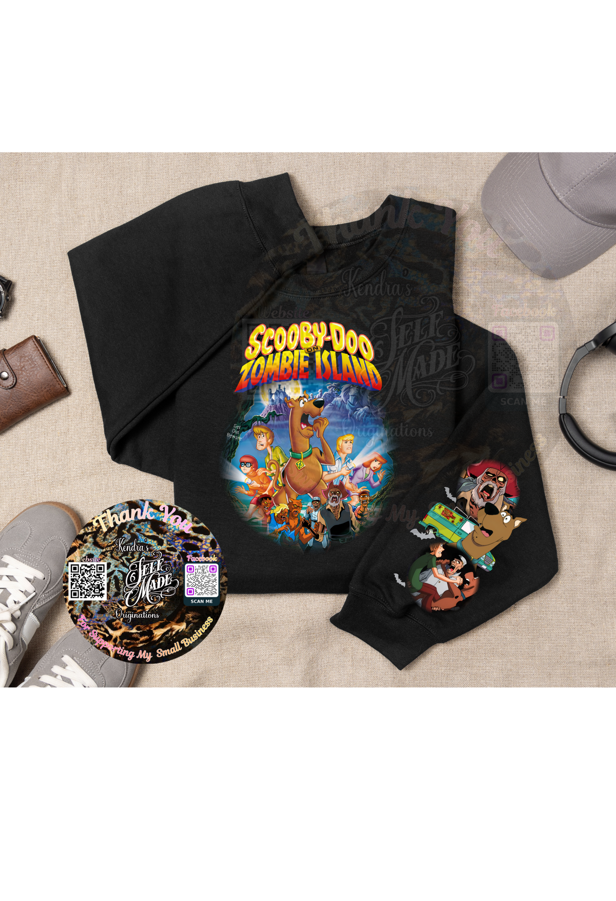 Scooby-Doo Zombie Island Halloween Sweatshirt | Matching Sleeve Design | Spooky Cartoon Crewneck Kendra's Self-Made Originations