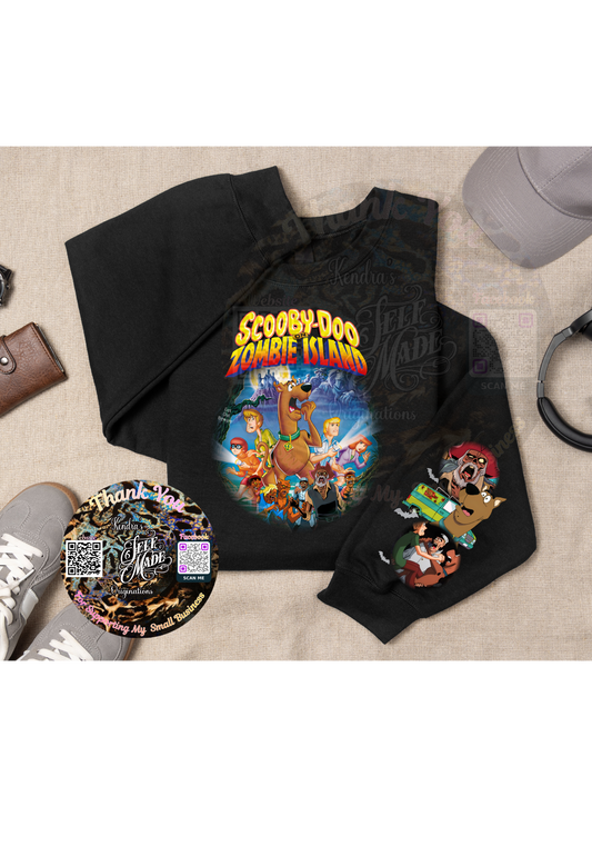 Scooby-Doo Zombie Island Halloween Sweatshirt | Matching Sleeve Design | Spooky Cartoon Crewneck Kendra's Self-Made Originations