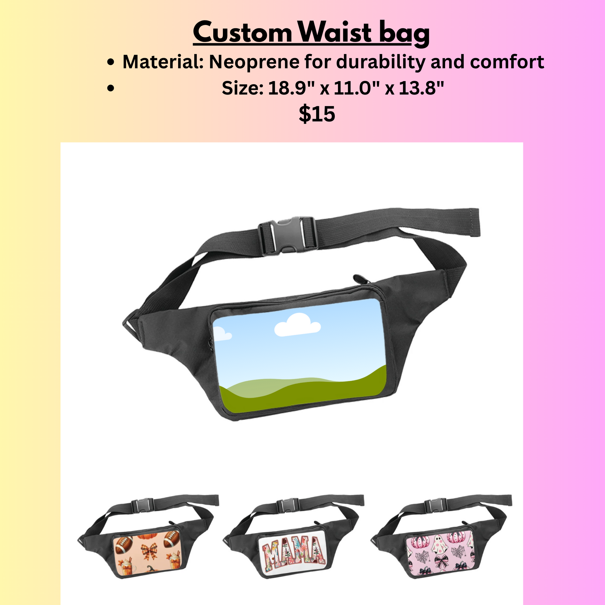 🎨 Custom Waist Bag – Create Your Own Design! Kendra's Self-Made Originations